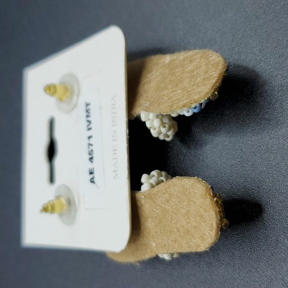 NWOT Handmade Multi Seedbead Flipflop Earrings Choice Mint Green or Ivory White - Picture 5 of 7